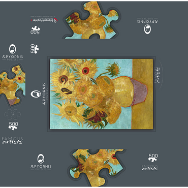 Vincent van Goghs Vase with Twelve Sunflowers 1888-1889 500 Jigsaw Puzzle box 3D Modell