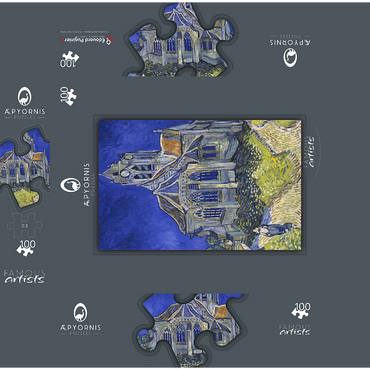Vincent van Goghs The Church at Auvers 1890 100 Jigsaw Puzzle box 3D Modell