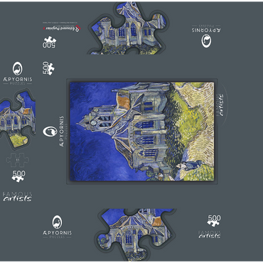 Vincent van Goghs The Church at Auvers 1890 500 Jigsaw Puzzle box 3D Modell