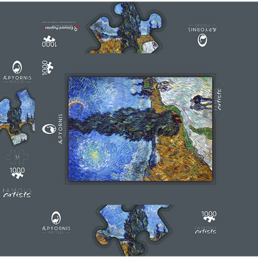 Vincent van Gogh's Road with Cypress and Star (1890) 1000 Jigsaw Puzzle box 3D Modell