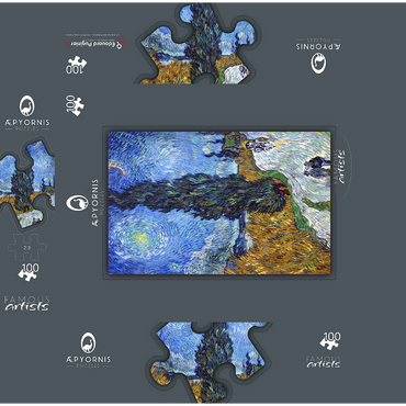 Vincent van Goghs Road with Cypress and Star 1890 100 Jigsaw Puzzle box 3D Modell