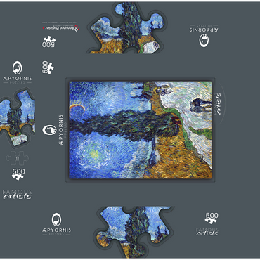 Vincent van Goghs Road with Cypress and Star 1890 500 Jigsaw Puzzle box 3D Modell