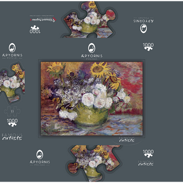Vincent van Goghs Bowl With Sunflowers Roses And Other Flowers 1886 1000 Jigsaw Puzzle box 3D Modell