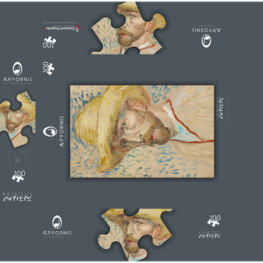 Vincent van Goghs Self-Portrait with a Straw Hat 1887 100 Jigsaw Puzzle box 3D Modell