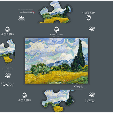 Wheat Field with Cypresses (1889) by Vincent van Gogh 1000 Jigsaw Puzzle box 3D Modell
