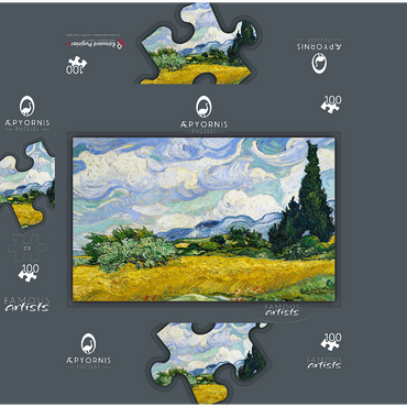 Wheat Field with Cypresses 1889 by Vincent van Gogh 100 Jigsaw Puzzle box 3D Modell