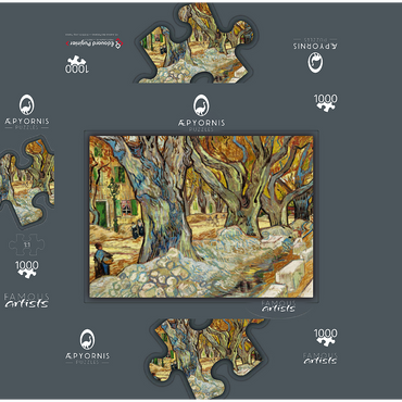 The Large Plane Trees (Road Menders at Saint-Rémy) (1889) by Vincent van Gogh 1000 Jigsaw Puzzle box 3D Modell
