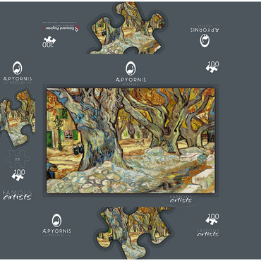 The Large Plane Trees Road Menders at Saint-Rémy 1889 by Vincent van Gogh 100 Jigsaw Puzzle box 3D Modell