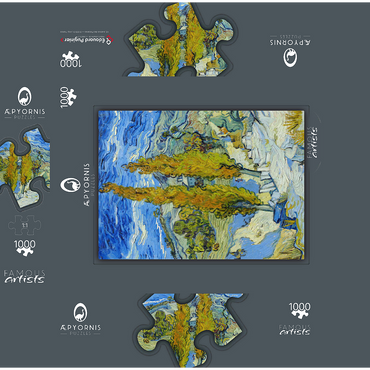 The Poplars at Saint-Rémy (1889) by Vincent van Gogh 1000 Jigsaw Puzzle box 3D Modell