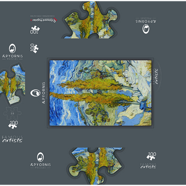The Poplars at Saint-Rémy 1889 by Vincent van Gogh 100 Jigsaw Puzzle box 3D Modell