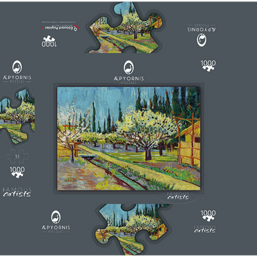 Orchard Bordered by Cypresses (1888) by Vincent van Gogh 1000 Jigsaw Puzzle box 3D Modell