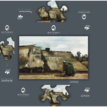 A Peasant Woman Digging in Front of Her Cottage 1885 by Vincent van Gogh 100 Jigsaw Puzzle box 3D Modell