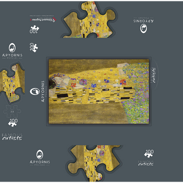 Gustav Klimts The Kiss 1907-1908 100 Jigsaw Puzzle box 3D Modell
