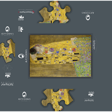 Gustav Klimts The Kiss 1907-1908 500 Jigsaw Puzzle box 3D Modell