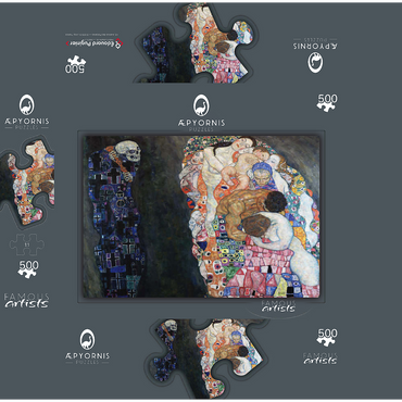 Gustav Klimts Death and Life 1910-1915 500 Jigsaw Puzzle box 3D Modell