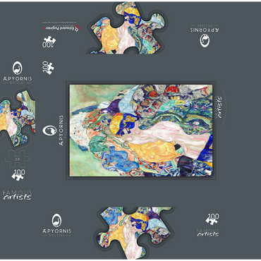 Baby Cradle 1917-1918 by Gustav Klimt 100 Jigsaw Puzzle box 3D Modell