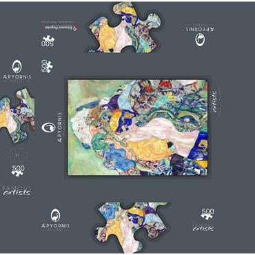 Baby Cradle 1917-1918 by Gustav Klimt 500 Jigsaw Puzzle box 3D Modell