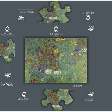 Gustav Klimt's Farm Garden with Sunflowers (1907) 1000 Jigsaw Puzzle box 3D Modell