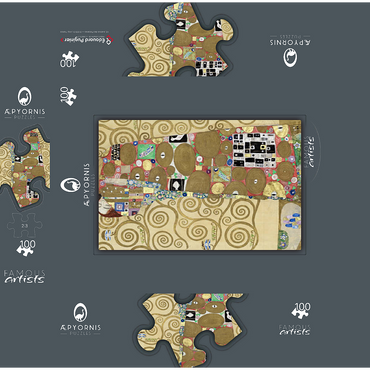 Gustav Klimts The Embrace (Fulfillment) 1910-1911 100 Jigsaw Puzzle box 3D Modell