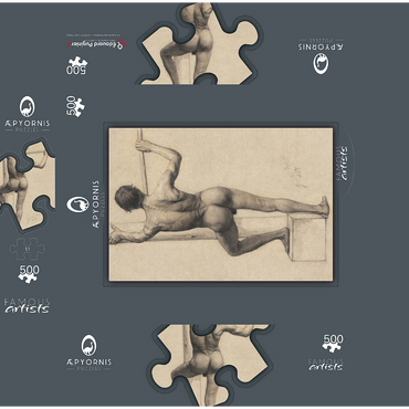 Male Nude with Left Foot on a Pedestal 1879 by Gustav Klimt 500 Jigsaw Puzzle box 3D Modell