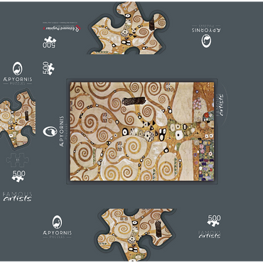 Gustav Klimts L'Arbre de Vie 1905-1909 500 Jigsaw Puzzle box 3D Modell