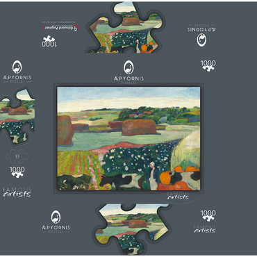 Haystacks in Brittany (1890) by Paul Gauguin 1000 Jigsaw Puzzle box 3D Modell