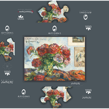 Still Life with Peonies (1884) by Paul Gauguin 1000 Jigsaw Puzzle box 3D Modell