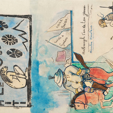 Caricatures of Gauguin and Governor Gallet, with headpiece from Le sourire (1900) by Paul Gauguin 1000 Jigsaw Puzzle 3D Modell