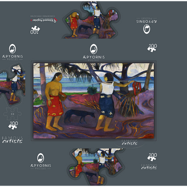 Paul Gauguins I (Raro Te Oviri) Under the Pandanus 1891 100 Jigsaw Puzzle box 3D Modell