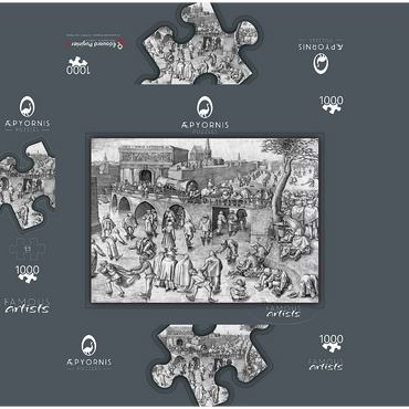 Ice Skating before the Gate of Saint George, Antwerp, 1558, by Pieter Bruegel the Elder 1000 Jigsaw Puzzle box 3D Modell
