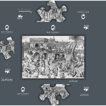 Ice Skating before the Gate of Saint George Antwerp 1558 by Pieter Bruegel the Elder 500 Jigsaw Puzzle box 3D Modell