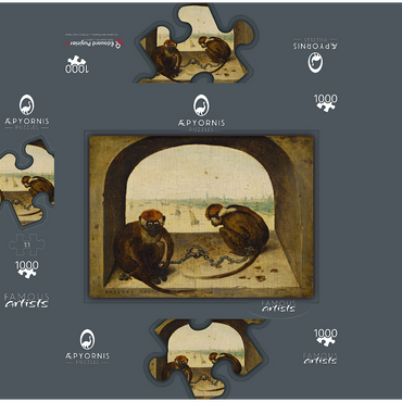 Two Monkeys, 1562, by Pieter Bruegel the Elder 1000 Jigsaw Puzzle box 3D Modell