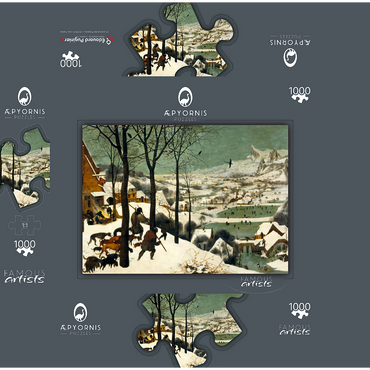 Hunters in the Snow, 1565, by Pieter Bruegel the Elder 1000 Jigsaw Puzzle box 3D Modell