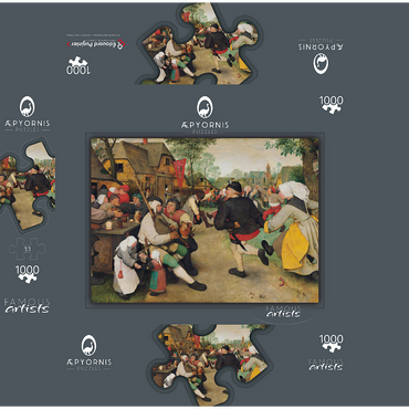 The Peasant Dance, 1568, by Pieter Bruegel the Elder 1000 Jigsaw Puzzle box 3D Modell