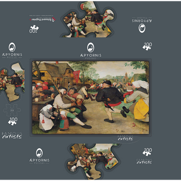 The Peasant Dance 1568 by Pieter Bruegel the Elder 100 Jigsaw Puzzle box 3D Modell