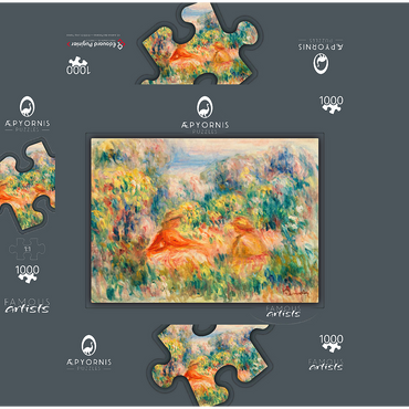 Two Women in a Landscape (Deux femmes dans un paysage) (1918) by Pierre-Auguste Renoir 1000 Jigsaw Puzzle box 3D Modell