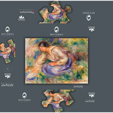 Woman in Blue Skirt (Femme en jupe bleue) (1917) by Pierre-Auguste Renoir 1000 Jigsaw Puzzle box 3D Modell