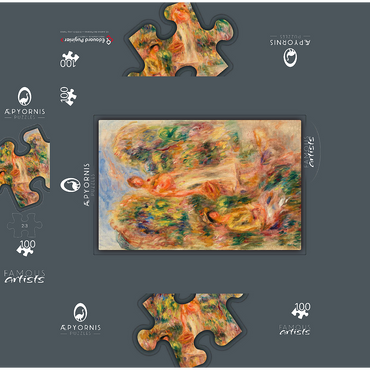Standing Woman and Seated Woman in a Landscape Une femme debout et une femme assise dans un paysage 1919 by Pierre-Auguste Renoir 100 Jigsaw Puzzle box 3D Modell