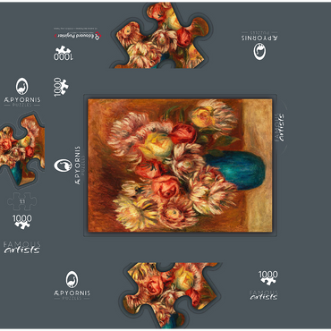 Flowers in a Green Vase (Fleurs dans un vase vert) (1912) by Pierre-Auguste Renoir 1000 Jigsaw Puzzle box 3D Modell