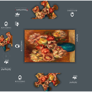 Flowers in a Green Vase (Fleurs dans un vase vert) 1912 by Pierre-Auguste Renoir 100 Jigsaw Puzzle box 3D Modell