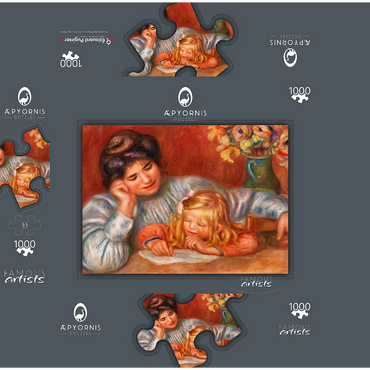 Writing Lesson (La Leçon d'écriture) (1905) by Pierre-Auguste Renoir 1000 Jigsaw Puzzle box 3D Modell