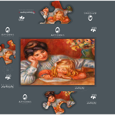 Writing Lesson (La Leçon décriture) 1905 by Pierre-Auguste Renoir 100 Jigsaw Puzzle box 3D Modell