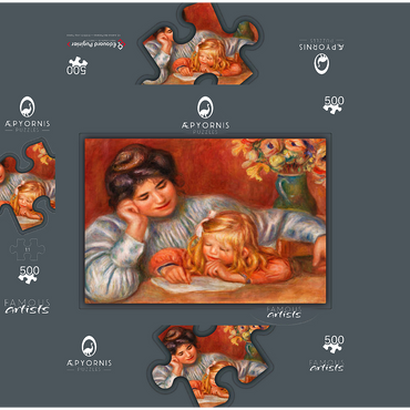 Writing Lesson (La Leçon décriture) 1905 by Pierre-Auguste Renoir 500 Jigsaw Puzzle box 3D Modell