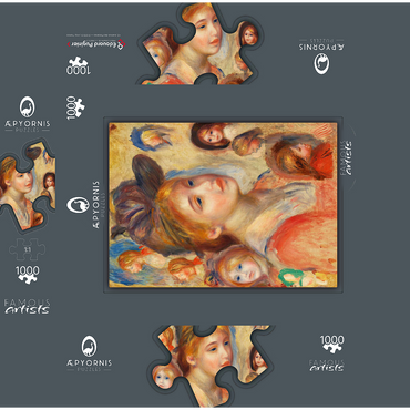 Study of Girls' Heads (Étude de têtes de jeunes filles) (1893) by Pierre-Auguste Renoir 1000 Jigsaw Puzzle box 3D Modell