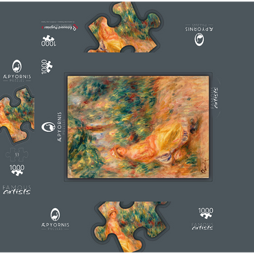 Woman in Pink and Yellow in a Landscape (Femme en rose et jaune dans un paysage) (1917-1919) by Pierre-Auguste Renoir 1000 Jigsaw Puzzle box 3D Modell