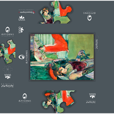 The Opera Messalina at Bordeaux (Messaline descend l'escalier bordé de figurants) (ca. 1900-1901) by Henri de Toulouse-Lautrec 1000 Jigsaw Puzzle box 3D Modell