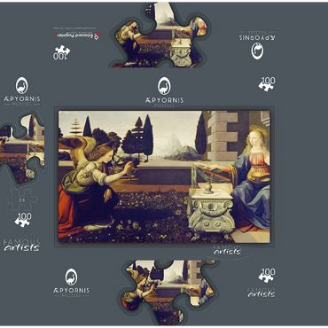 Annunciation to Mary by Leonardo da Vinci 100 Jigsaw Puzzle box 3D Modell