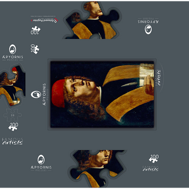 Portrait of a young man by Leonardo da Vinci 100 Jigsaw Puzzle box 3D Modell