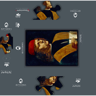 Portrait of a young man by Leonardo da Vinci 500 Jigsaw Puzzle box 3D Modell