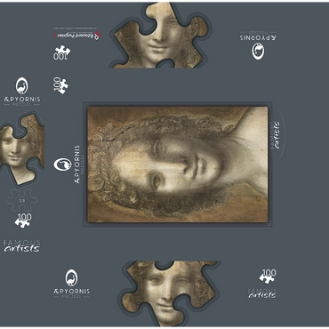 La Joconde nue or Monna Vanna - details by Leonardo da Vinci 100 Jigsaw Puzzle box 3D Modell